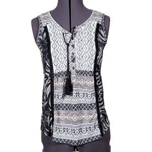 Style & Co Embroidered Tie Front Top Sz SP